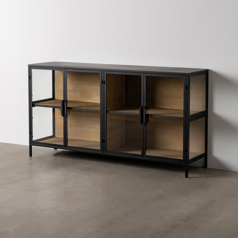 VITRINA NEGRO-NATURAL DM-METAL 150 X 38 X 80 CM