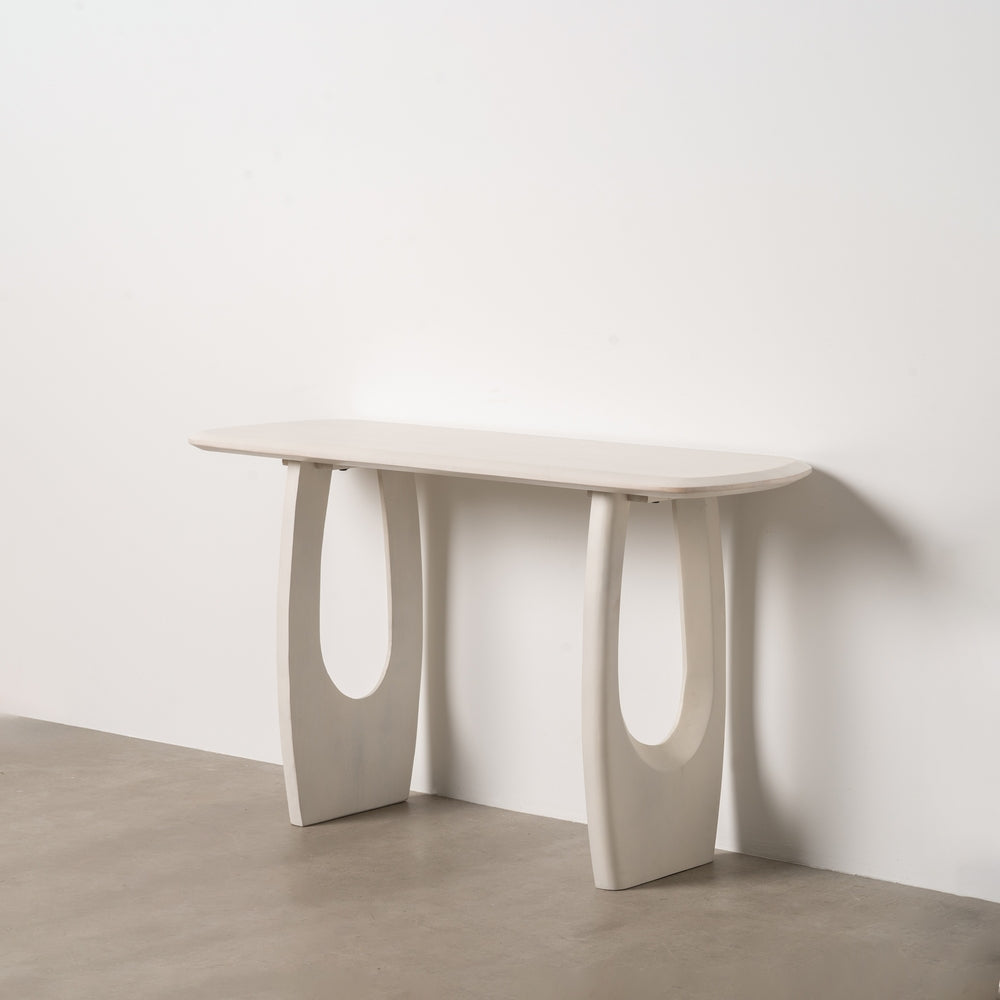 CONSOLA BLANCO ROZADO MADERA DE ACACIA 130 X 46 X 76 CM