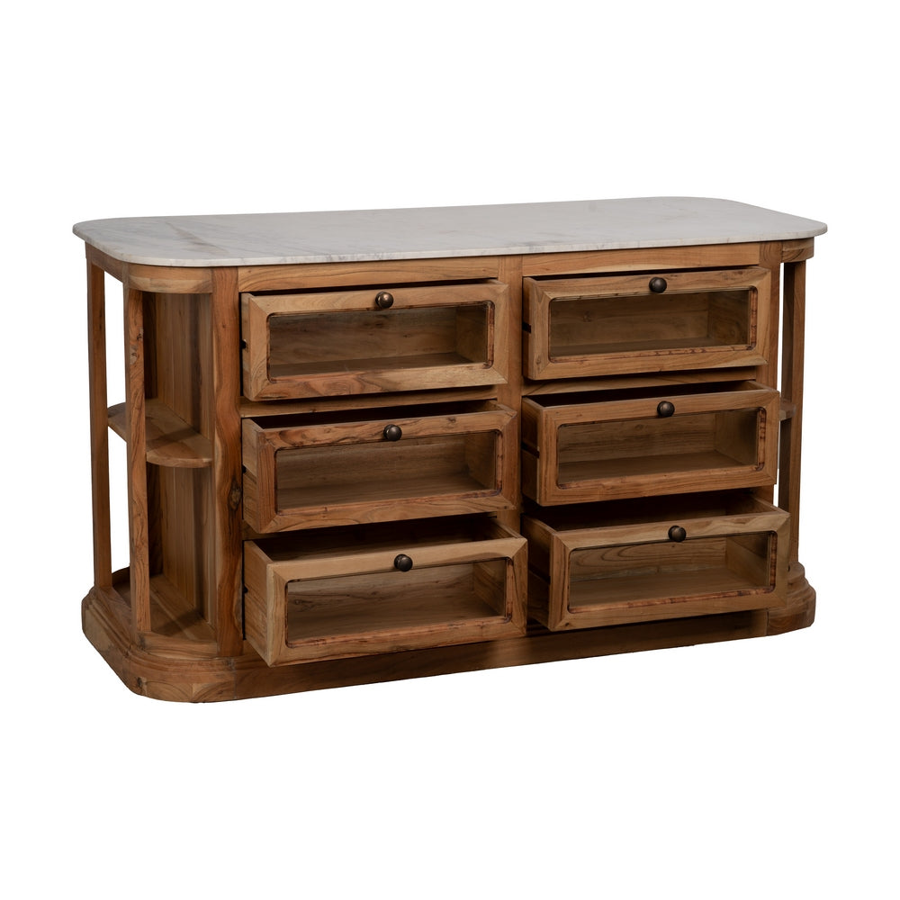 ISLA NATURAL MÁRMOL/MADERA COCINA 155 X 70 X 88 CM