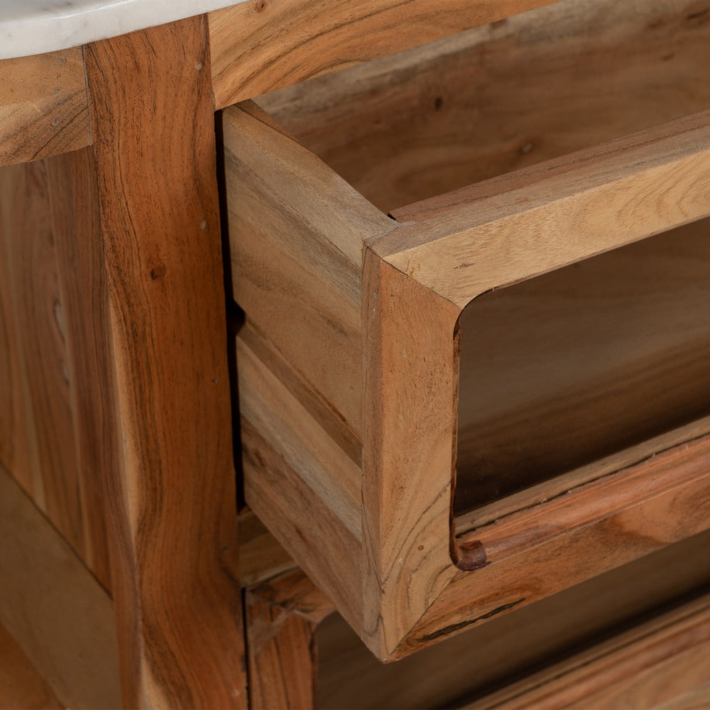 ISLA NATURAL MÁRMOL/MADERA COCINA 155 X 70 X 88 CM