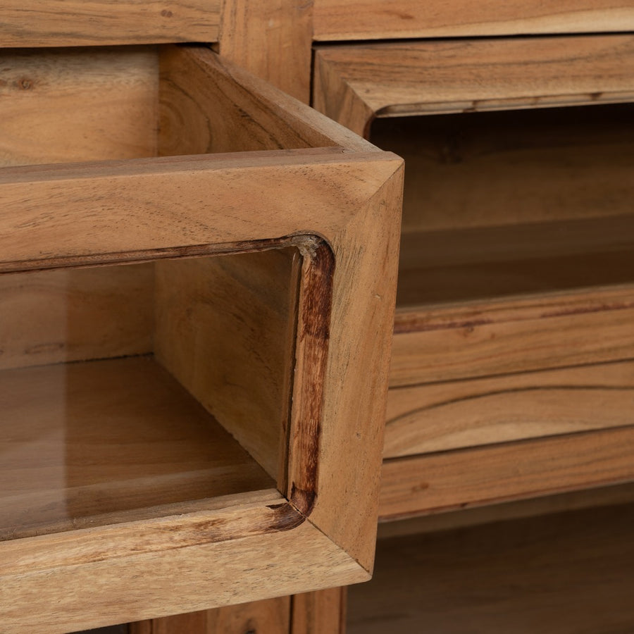 NATURAL MARBLE/WOOD KITCHEN ISLAND 155 X 70 X 88 CM