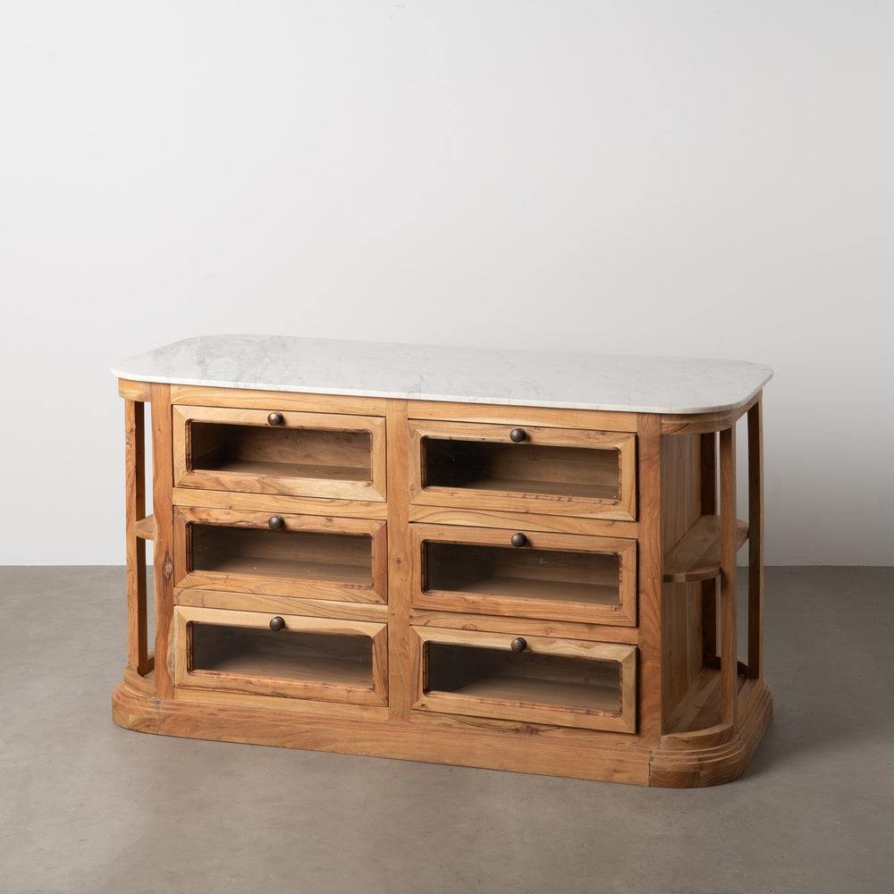 ISLA NATURAL MÁRMOL/MADERA COCINA 155 X 70 X 88 CM