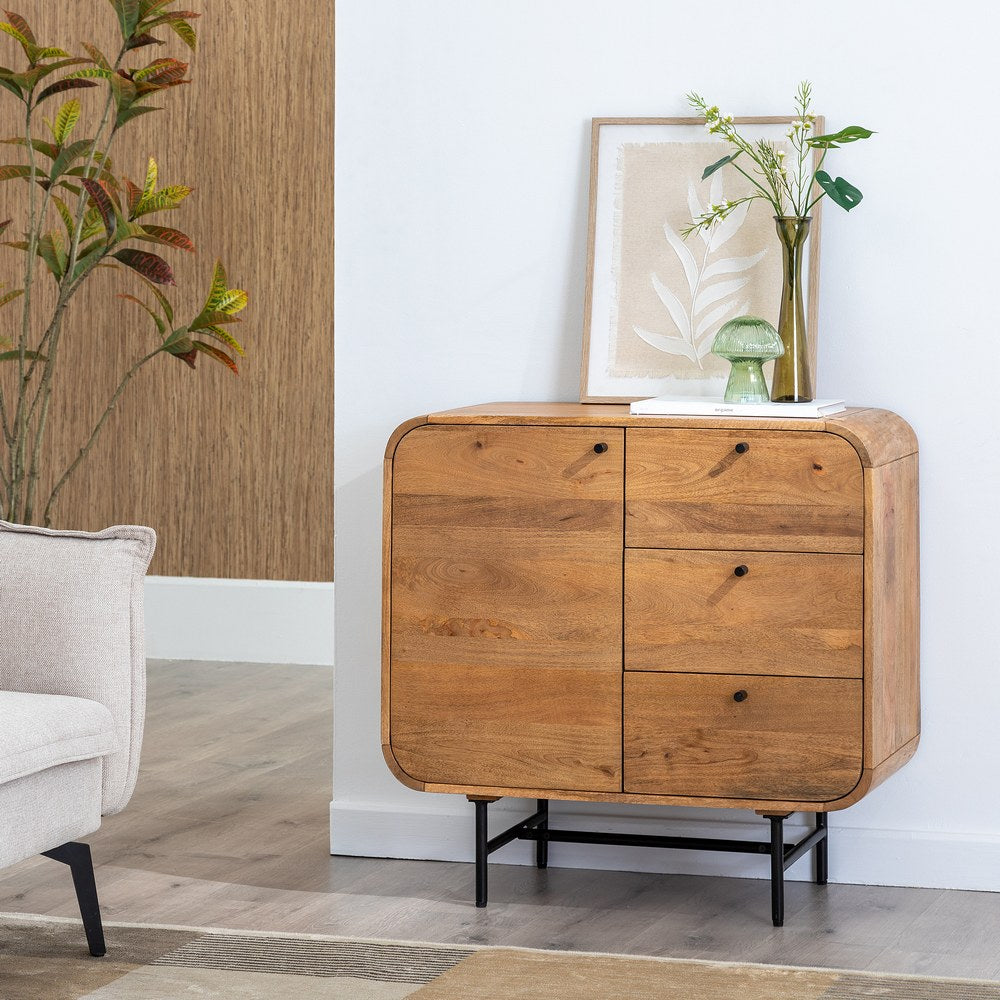 MUEBLE AUXILIAR NATURAL MADERA DE MANGO 80 X 40 X 80 CM