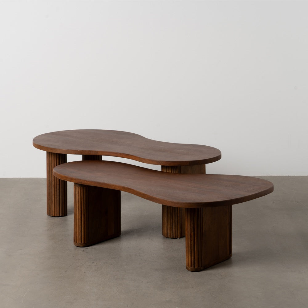 S/2 MESA CENTRO MADERA DE MANGO SAL�N 110 X 60 X 40 CM
