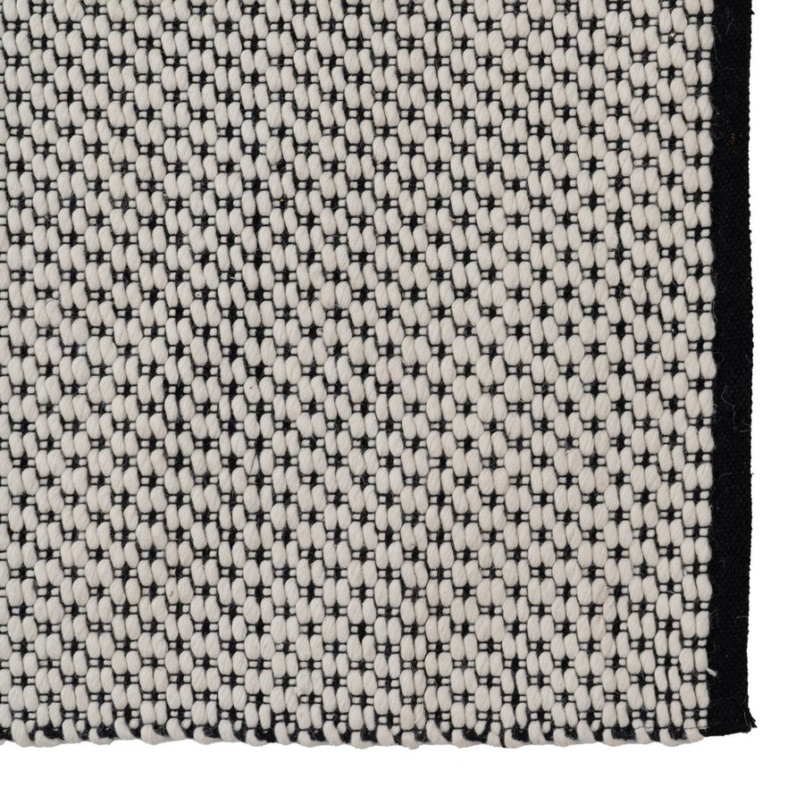 ALFOMBRA BLANCO-NEGRO TEJIDO DECORACIÓN 80 X 150 CM