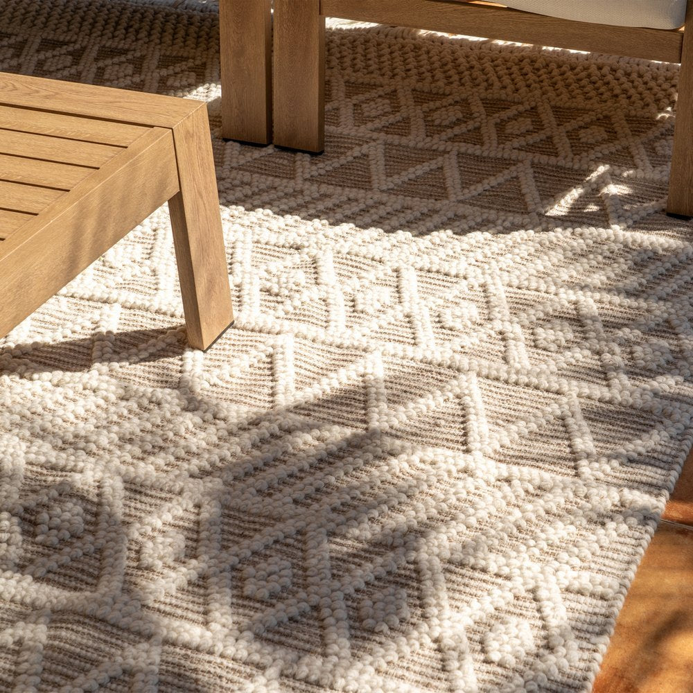 ALFOMBRA CREMA TEJIDO DECORACIÓN 160 X 230 CM