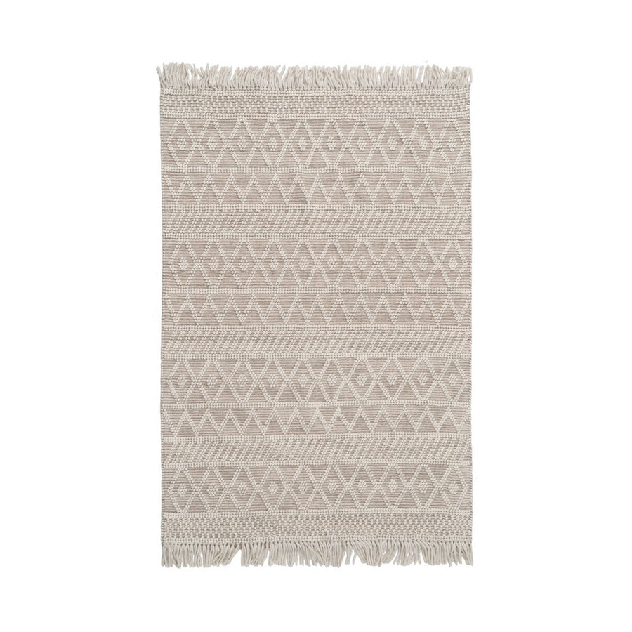 ALFOMBRA CREMA TEJIDO DECORACIÓN 160 X 230 CM