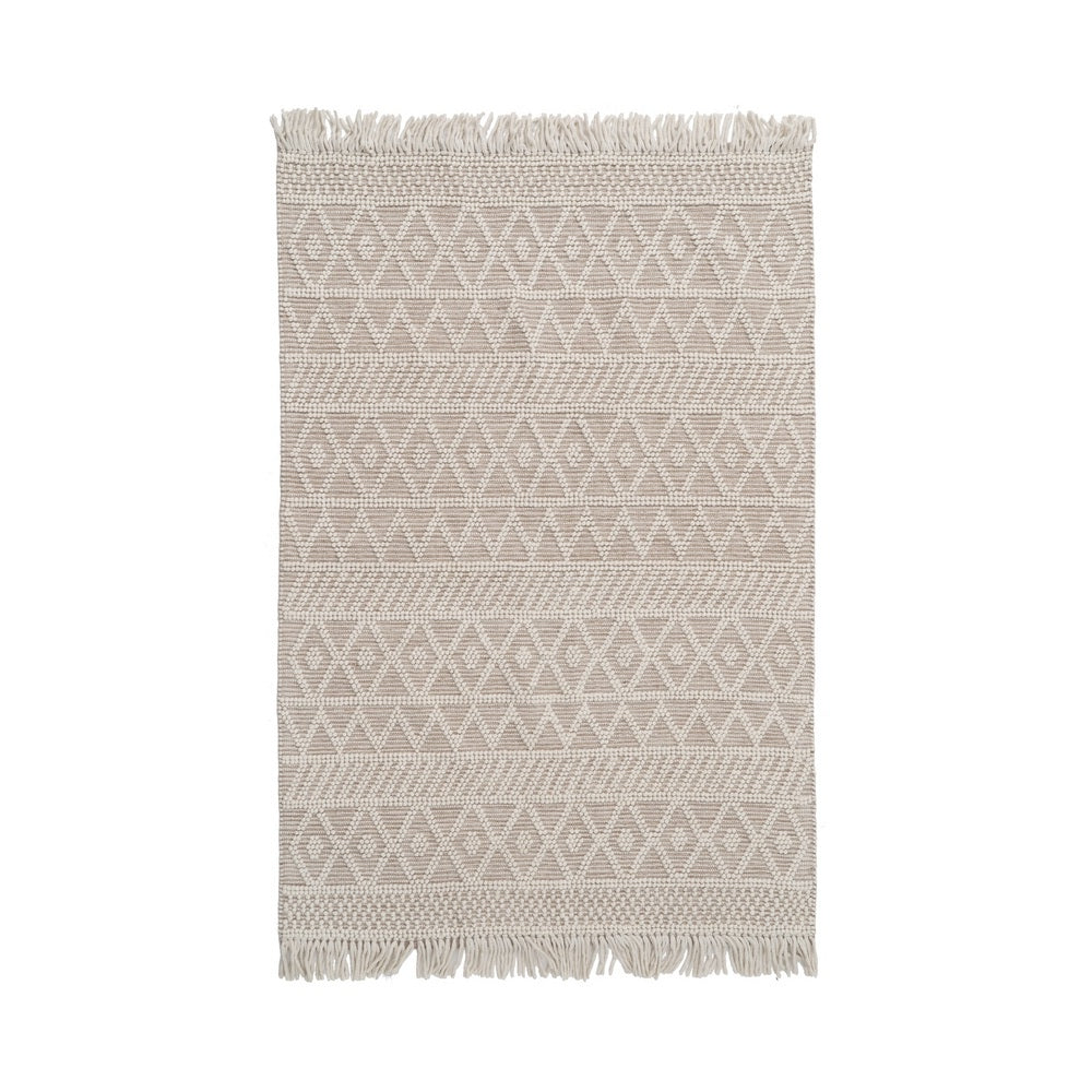 ALFOMBRA CREMA TEJIDO DECORACIÓN 160 X 230 CM