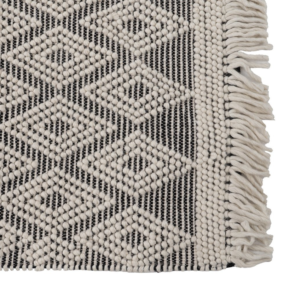 BLACK AND WHITE WOVEN RUG DECORATION 80 X 150 CM