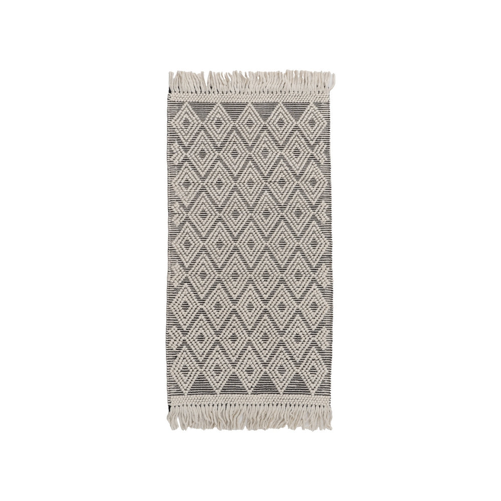 ALFOMBRA BLANCO-NEGRO TEJIDO DECORACI�N 80 X 150 CM