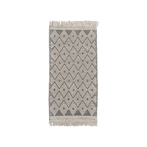 ALFOMBRA BLANCO-NEGRO TEJIDO DECORACI�N 80 X 150 CM