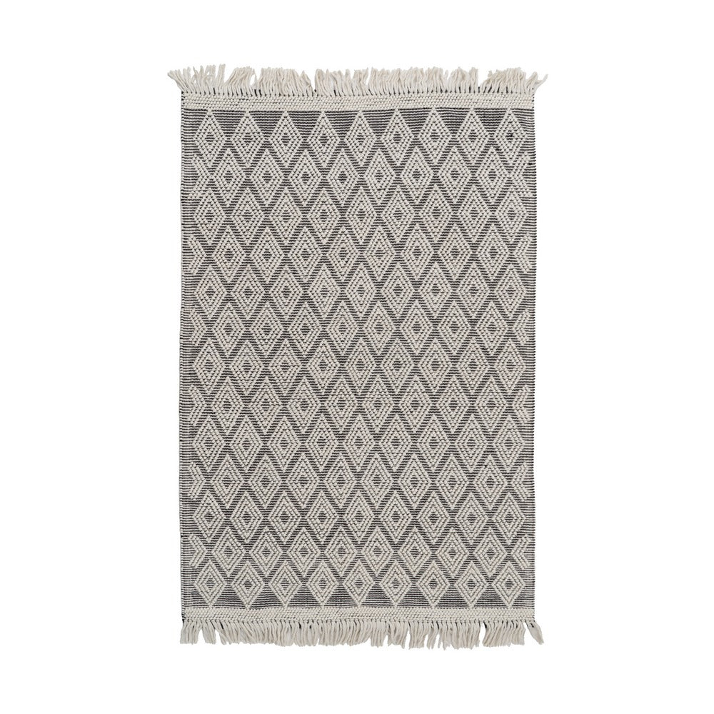 ALFOMBRA BLANCO-NEGRO TEJIDO DECORACIÓN 160 X 230 CM