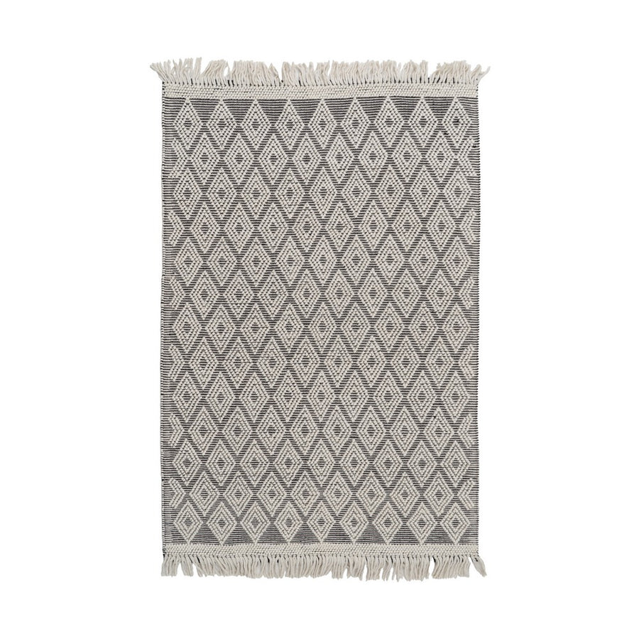 ALFOMBRA BLANCO-NEGRO TEJIDO DECORACIÓN 160 X 230 CM