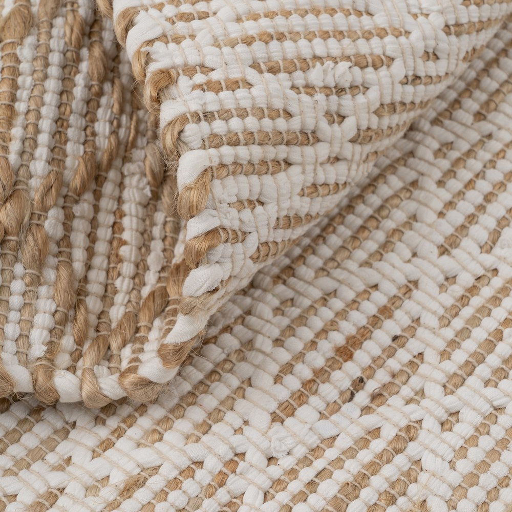 WHITE-NATURAL JUTE-COTTON RUG 80 X 150 CM