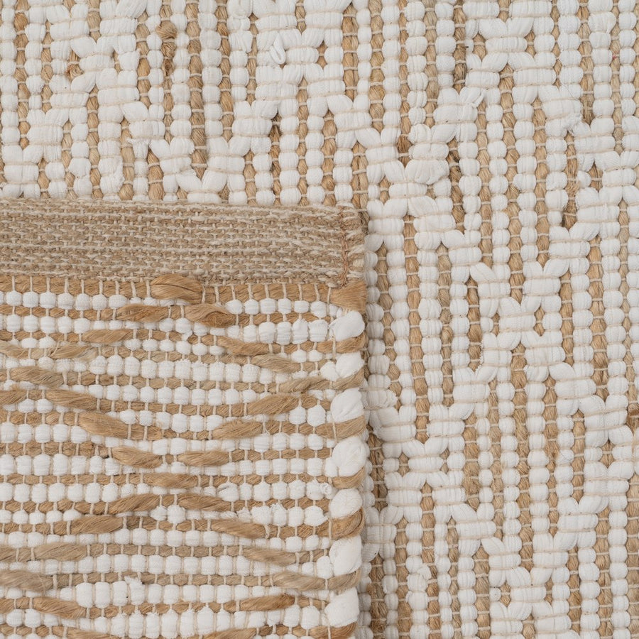 ALFOMBRA BLANCO-NATURAL YUTE-ALGODÓN 160 X 240 CM