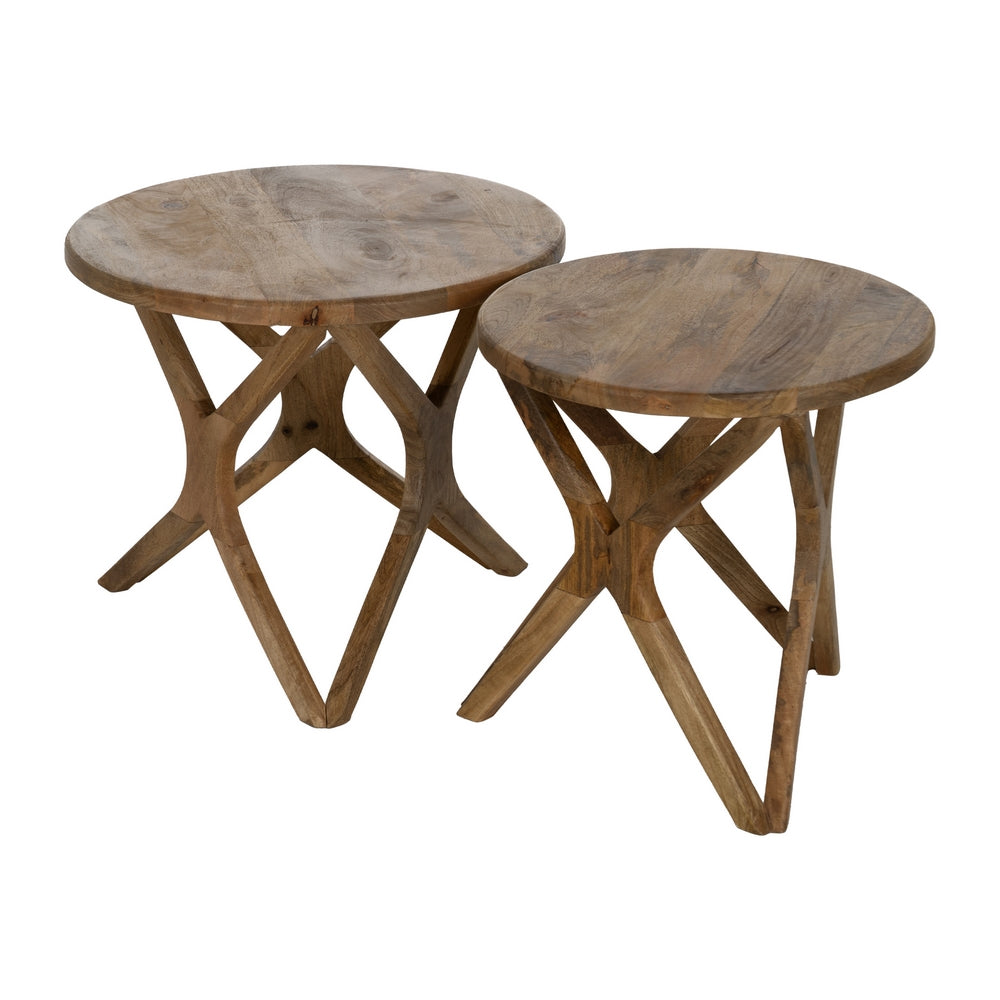 HONEY MANGO WOOD SIDE TABLE DECORATION 60 X 60 X 50 CM