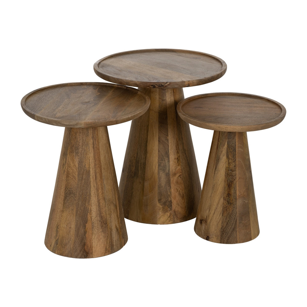 S/3 MESA CENTRO MIEL MADERA DE MANGO 46 X 46 X 56 CM