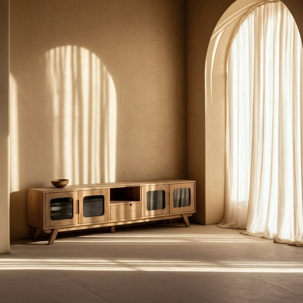 MUEBLE TV NATURAL MADERA DE MANGO SAL�N 180 X 40,50 X 48 CM