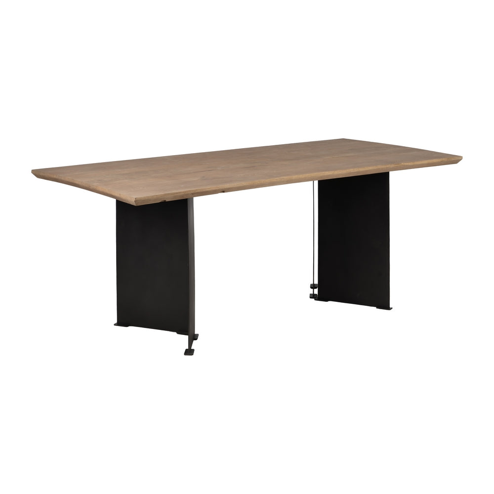 NATURAL WOOD AND IRON DINING TABLE - LIVING ROOM 190 X 90 X 77 CM