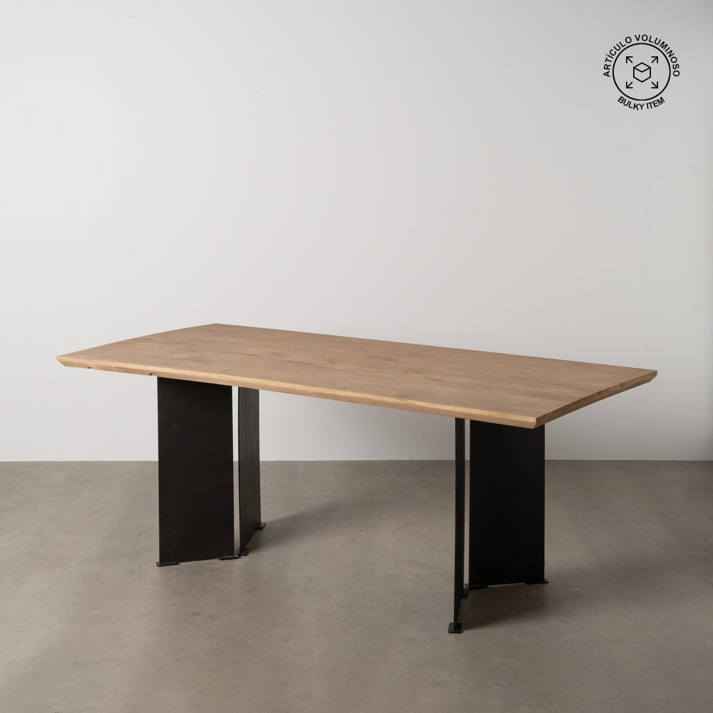 MESA COMEDOR NATURAL MADERA-HIERRO SAL�N 190 X 90 X 77 CM
