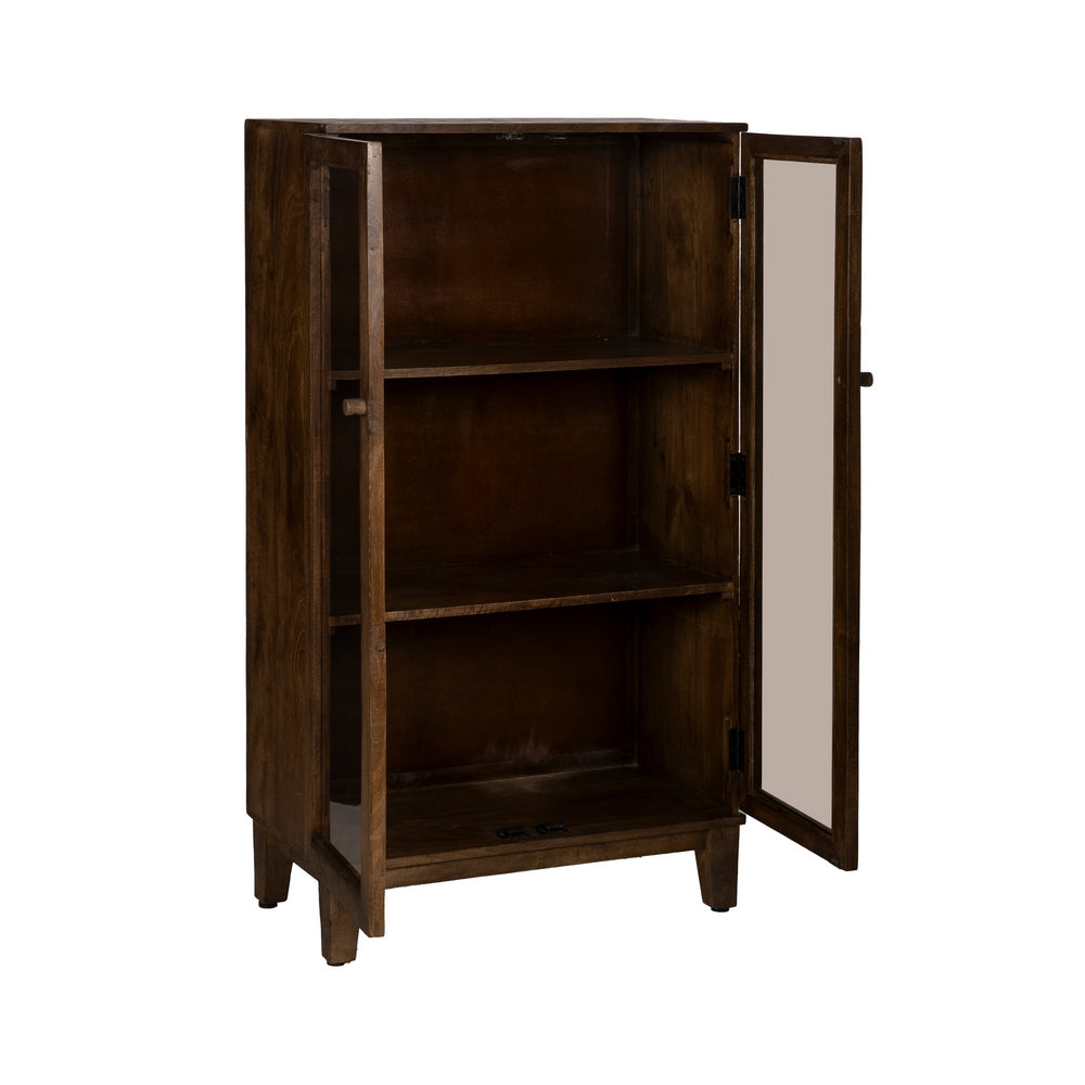 BROWN MANGO WOOD LIVING ROOM DISPLAY CABINET 80 X 40 X 140 CM