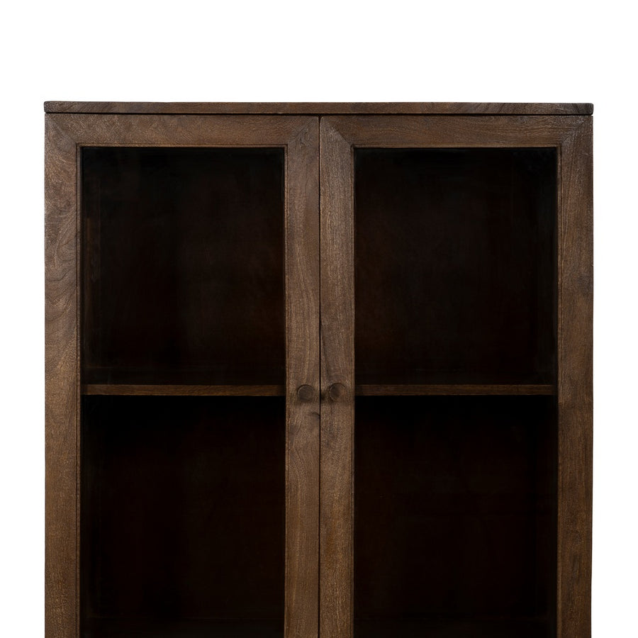 VITRINA MARRÓN MADERA DE MANGO SALÓN 80 X 40 X 140 CM
