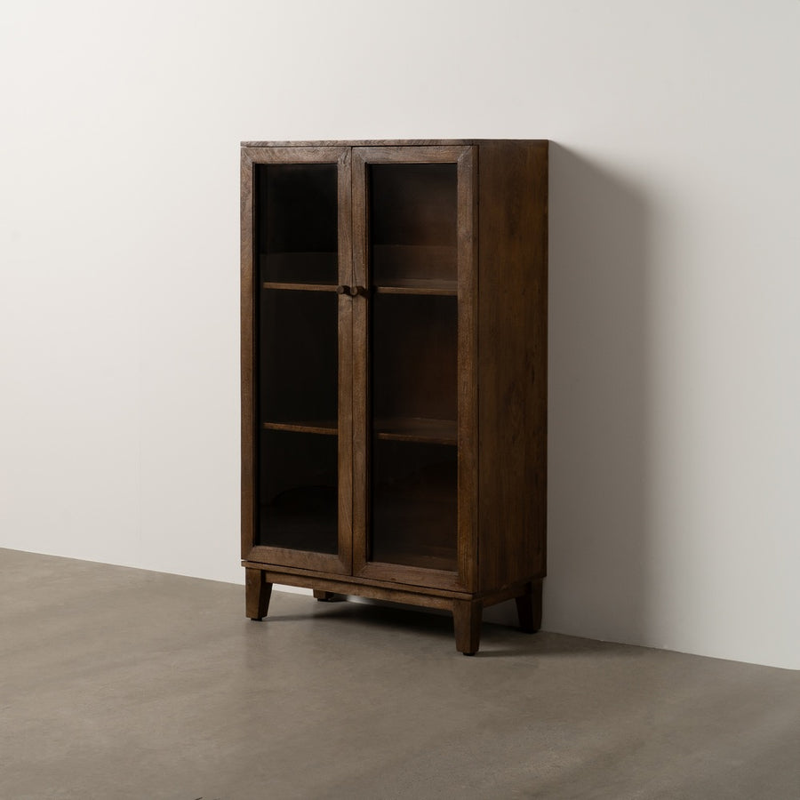 VITRINA MARRÓN MADERA DE MANGO SALÓN 80 X 40 X 140 CM