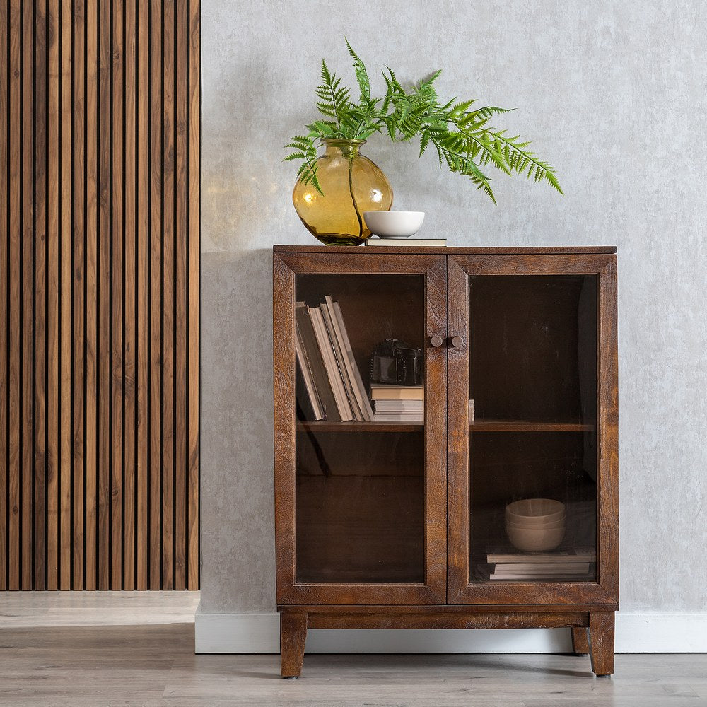 BROWN MANGO WOOD LIVING ROOM CABINET 80 X 40 X 100 CM