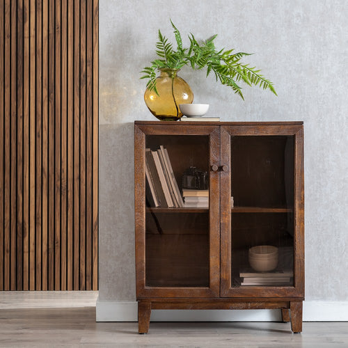 ARMARIO MARRÓN MADERA DE MANGO SALÓN 80 X 40 X 100 CM