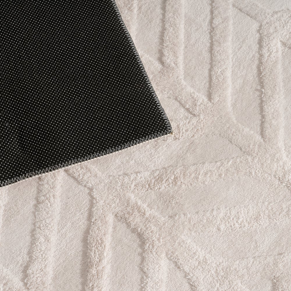 ALFOMBRA GEOMÉTRICO CRUDO POLIESTER 80 X 1,70 X 150 CM