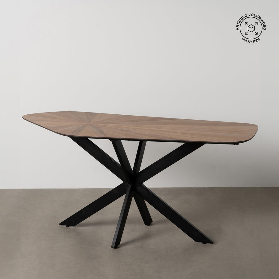 MESA COMEDOR NATURAL-NEGRO DM-METAL 178 X 80 X 77 CM