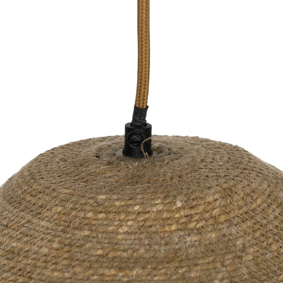 LAMPARA TECHO BEIGE FIBRA NATURAL 40 X 40 X 12 CM