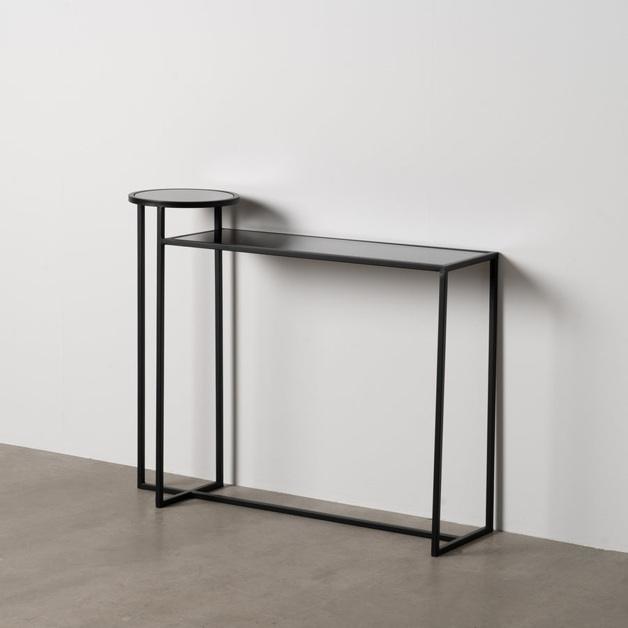 CONSOLA NEGRO METAL-CRISTAL 101 X 30 X 83 CM
