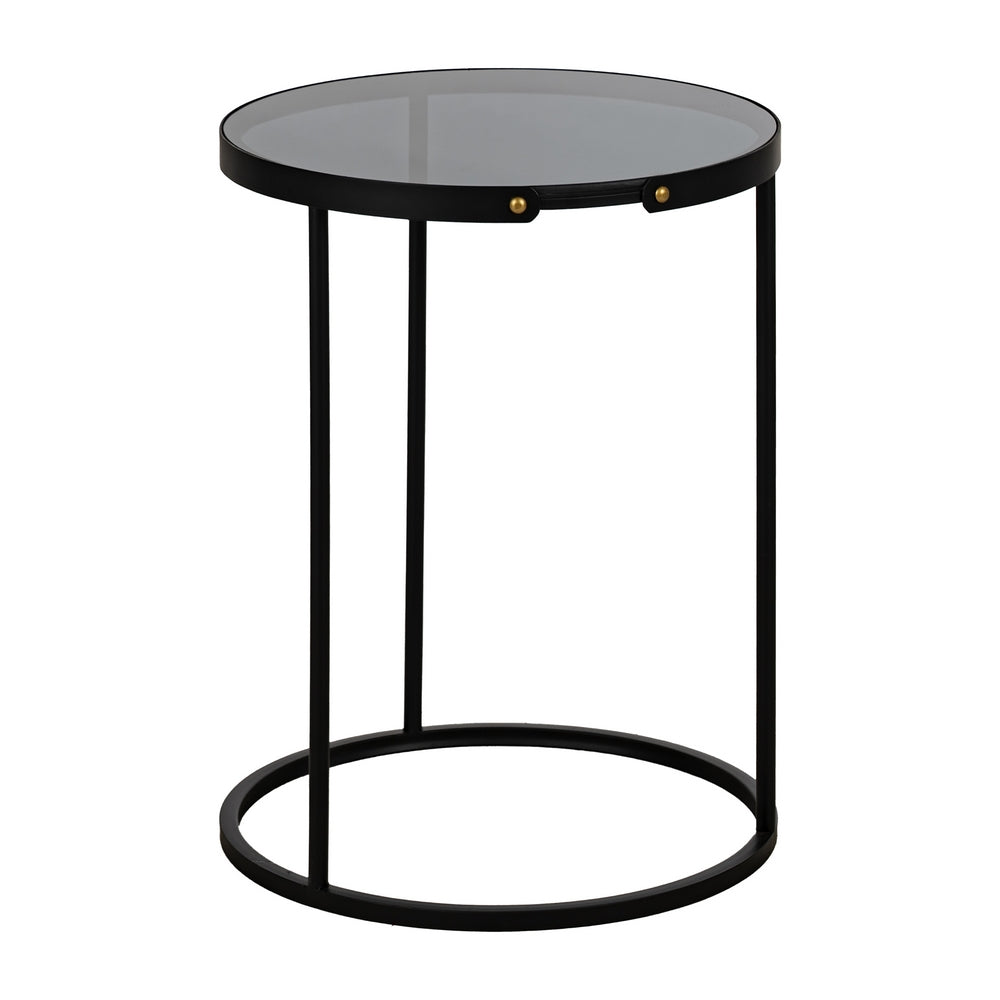 S/2 MESITAS NEGRO METAL-CRISTAL 46 X 46 X 60 CM