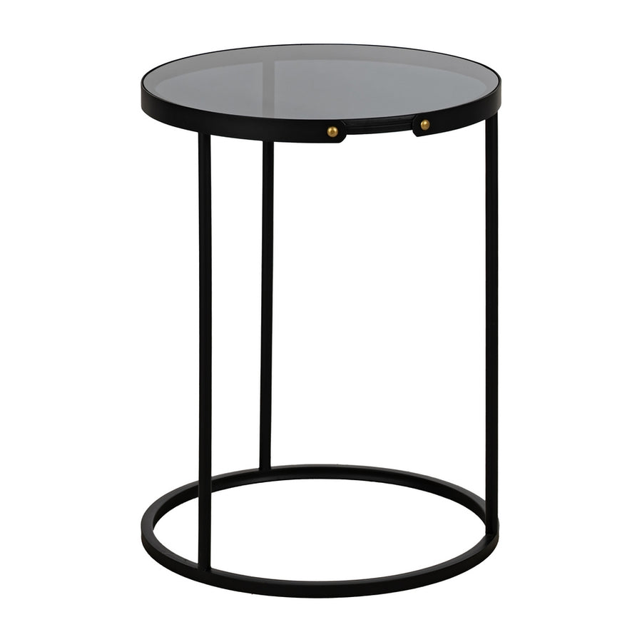 S/2 MESITAS NEGRO METAL-CRISTAL 46 X 46 X 60 CM