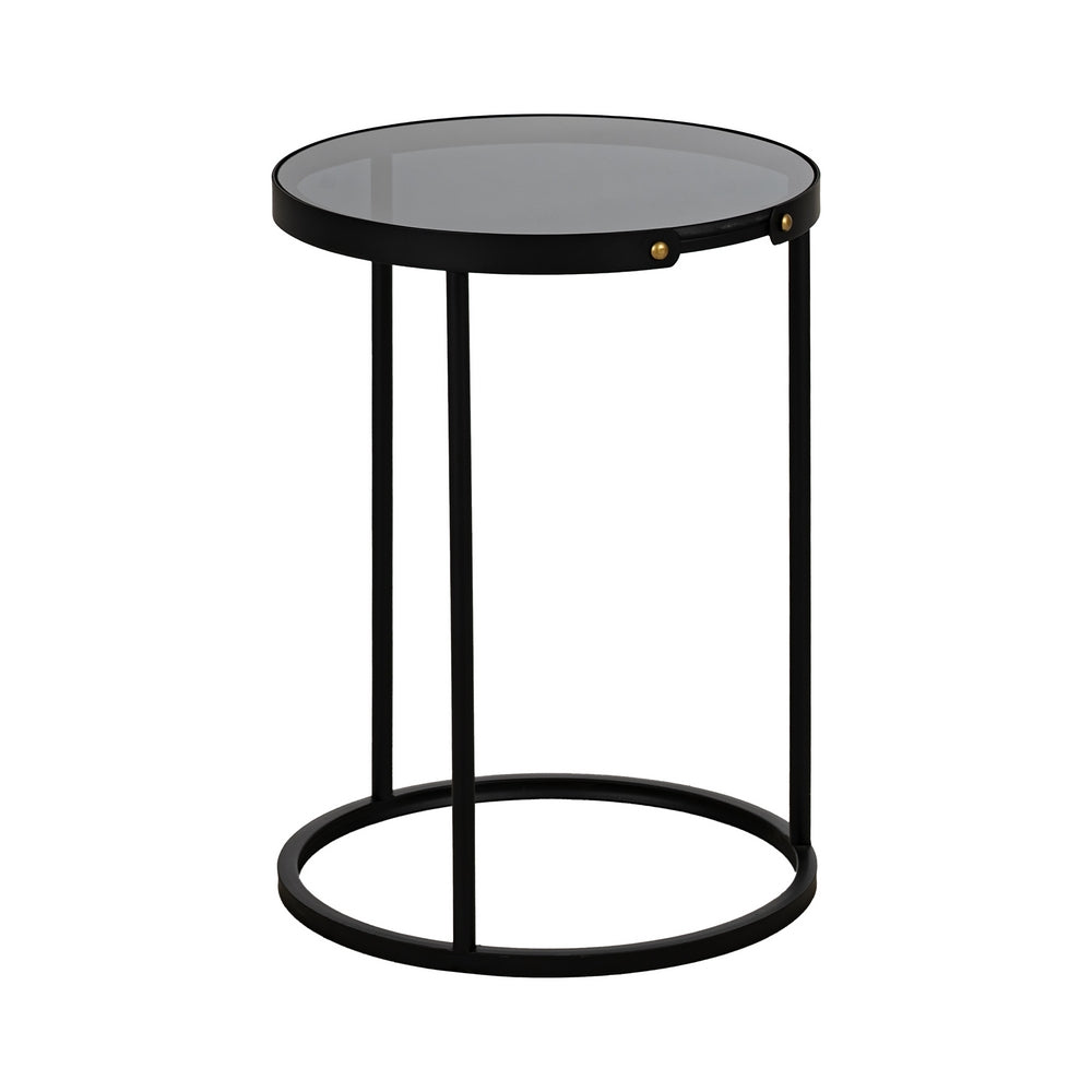 S/2 MESITAS NEGRO METAL-CRISTAL 46 X 46 X 60 CM