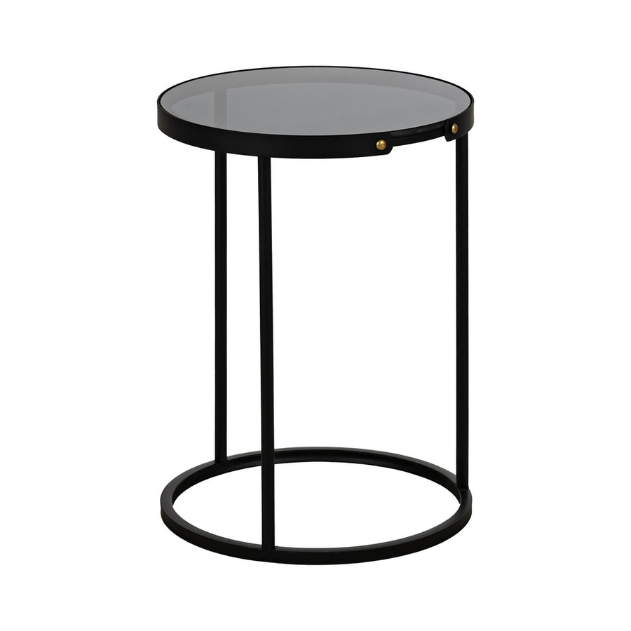 S/2 MESITAS NEGRO METAL-CRISTAL 46 X 46 X 60 CM