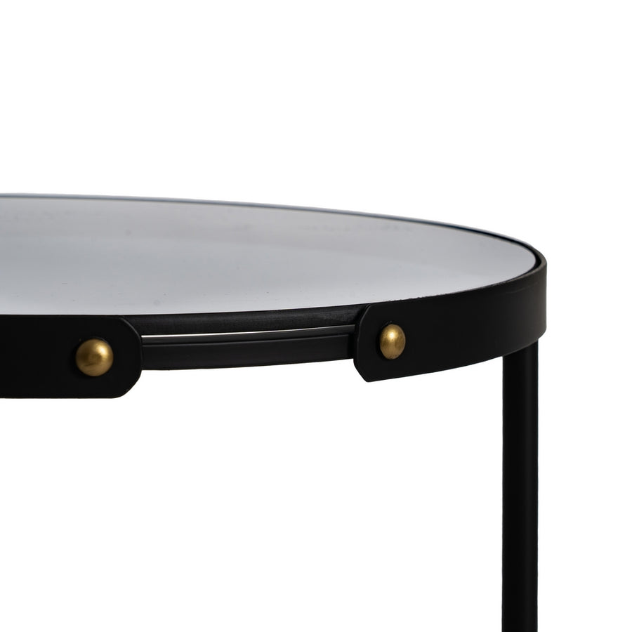S/2 MESITAS NEGRO METAL-CRISTAL 46 X 46 X 60 CM