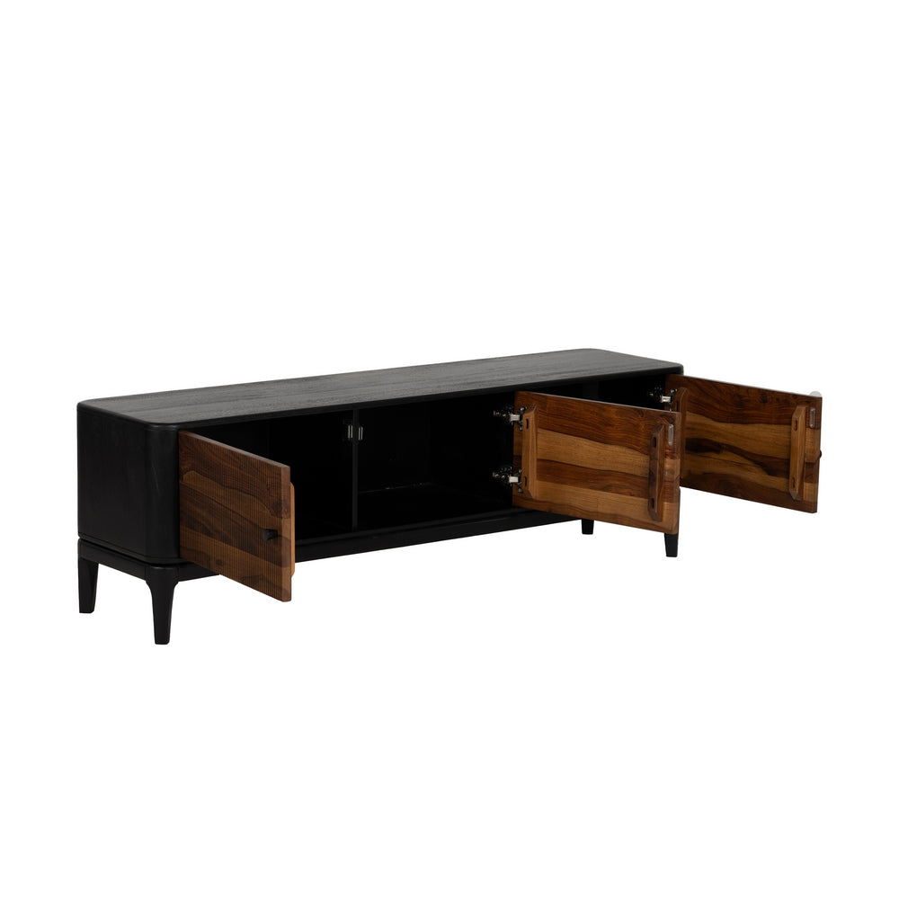 BROWN-BLACK TV CABINET WOOD LIVING ROOM 160 X 40 X 50 CM