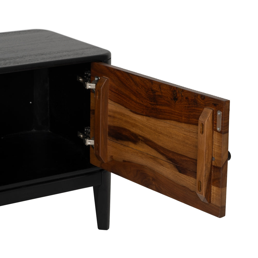 BROWN-BLACK TV CABINET WOOD LIVING ROOM 160 X 40 X 50 CM