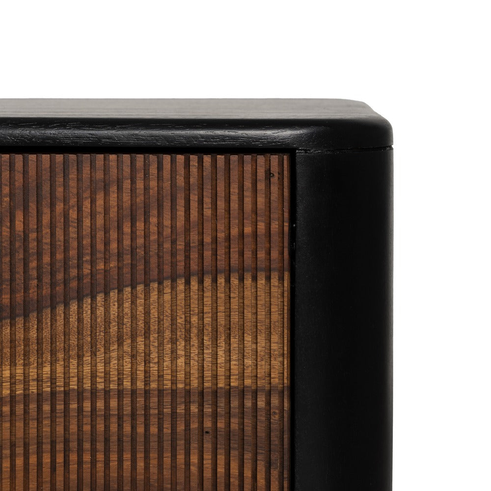 BROWN-BLACK TV CABINET WOOD LIVING ROOM 160 X 40 X 50 CM