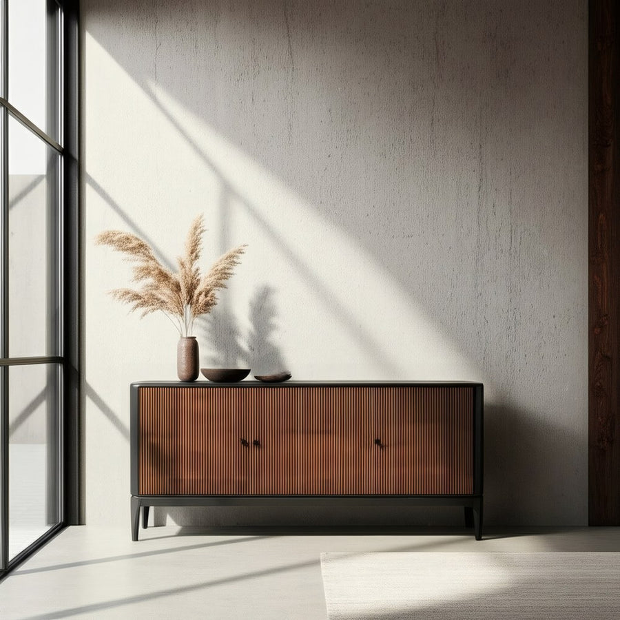 APARADOR MARRÓN-NEGRO MADERA SALÓN 160 X 40 X 75 CM