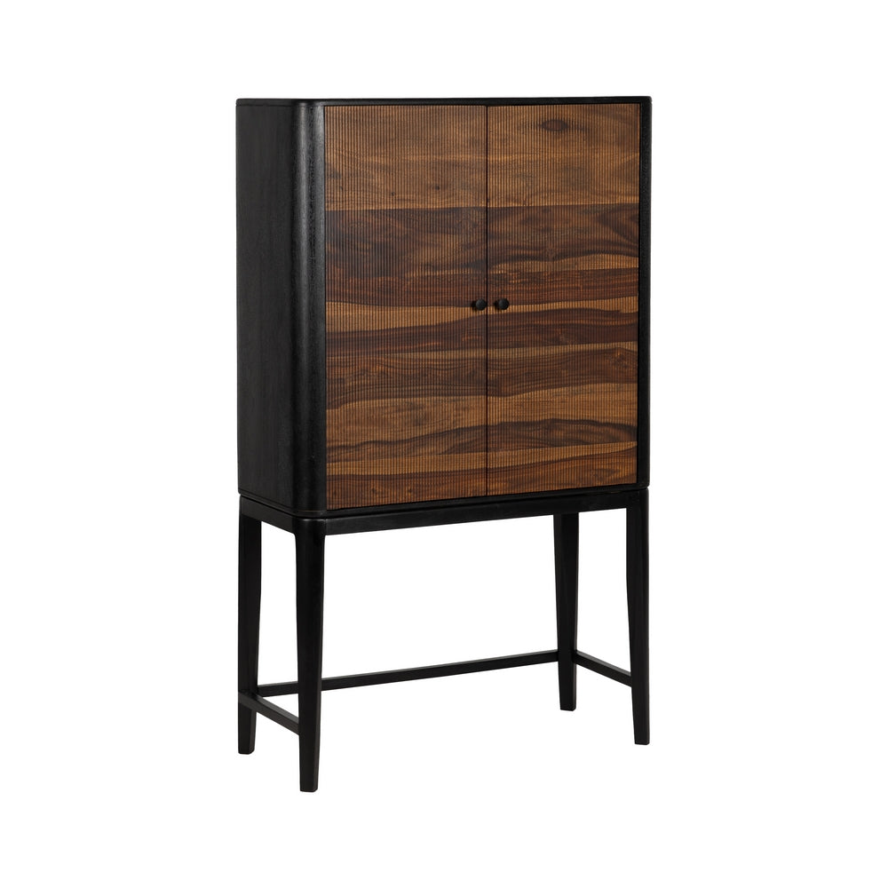 BROWN-BLACK WOOD LIVING ROOM CABINET 90 X 40 X 150 CM