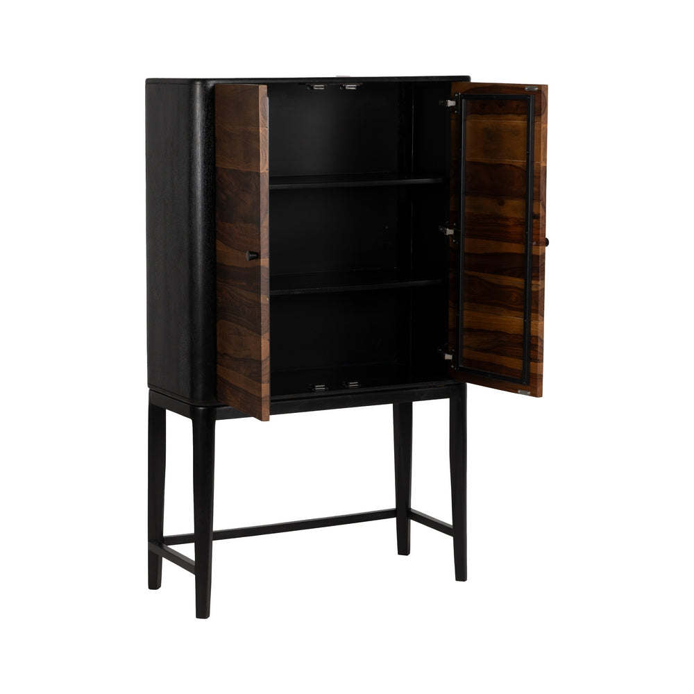 BROWN-BLACK WOOD LIVING ROOM CABINET 90 X 40 X 150 CM
