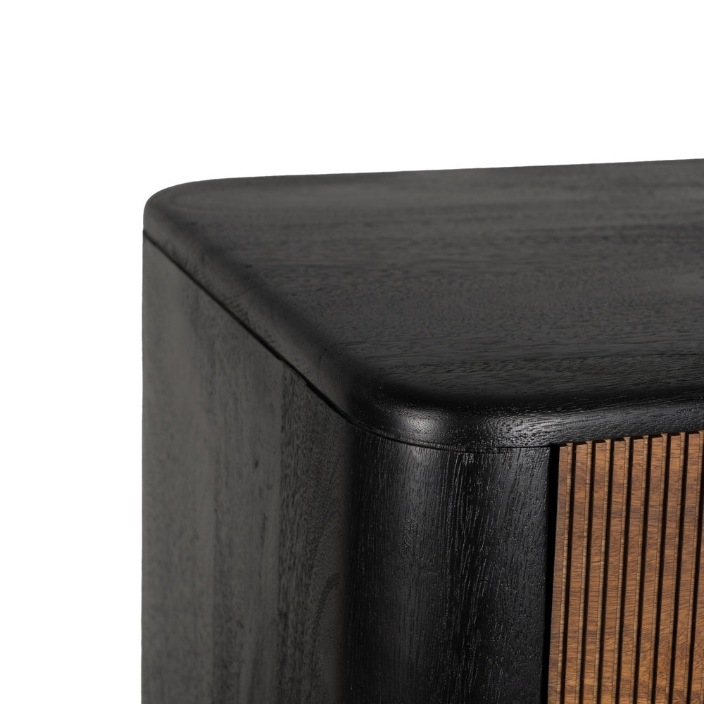 BROWN-BLACK WOOD LIVING ROOM CABINET 90 X 40 X 150 CM