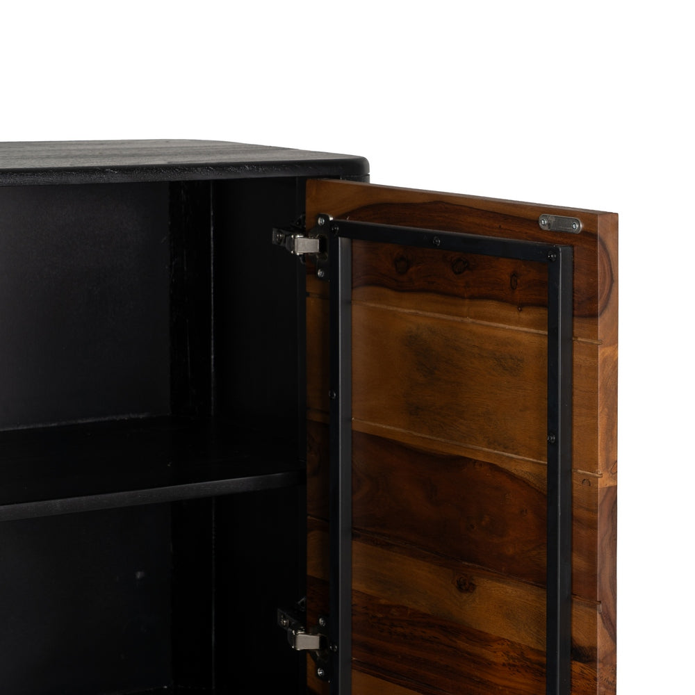 BROWN-BLACK WOOD LIVING ROOM CABINET 90 X 40 X 150 CM