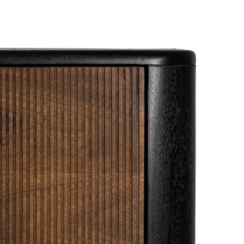 BROWN-BLACK WOOD LIVING ROOM CABINET 90 X 40 X 150 CM