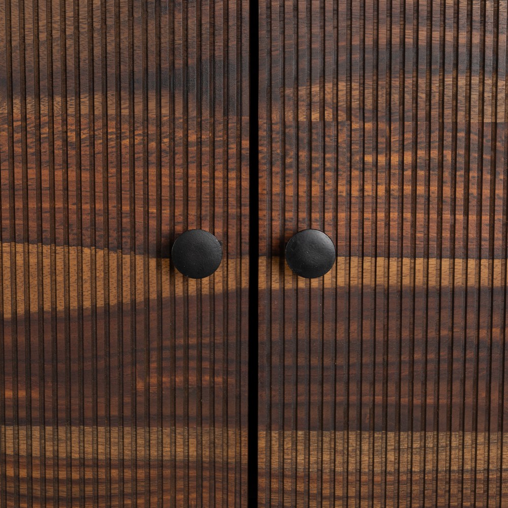 BROWN-BLACK WOOD LIVING ROOM CABINET 90 X 40 X 150 CM