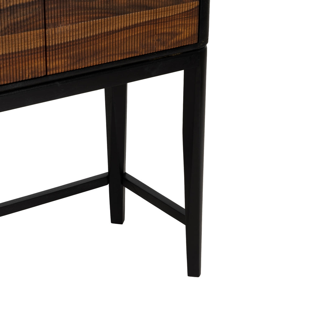BROWN-BLACK WOOD LIVING ROOM CABINET 90 X 40 X 150 CM