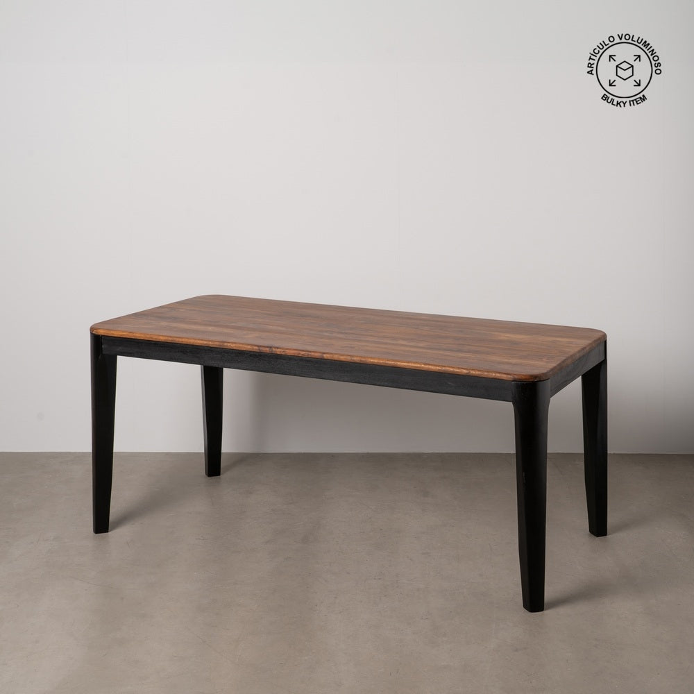 BROWN-BLACK DINING TABLE WOOD LIVING ROOM 180 X 90 X 76 CM